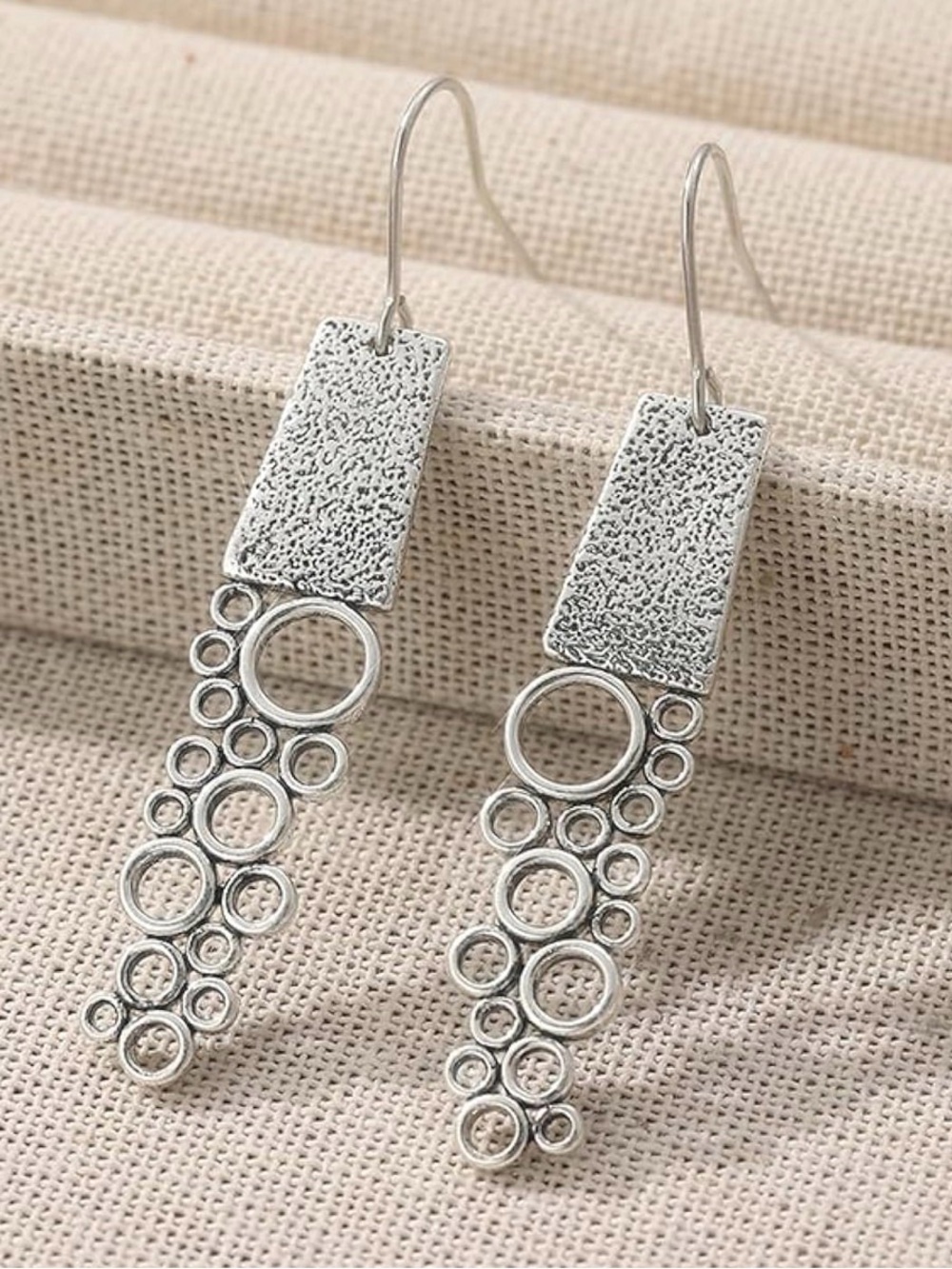 New YOYO Abstract Geometric Silver-Tone Drop Earrings